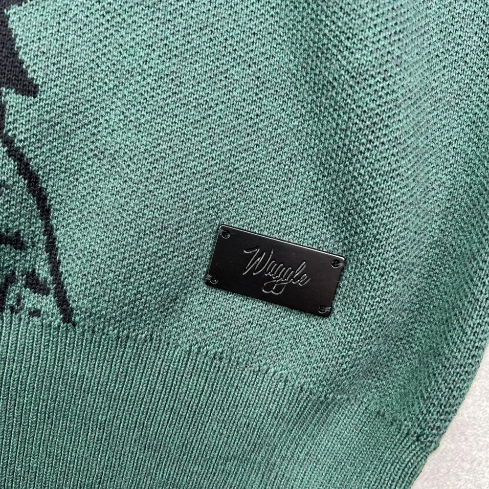 Waggle Migration Wildknit Sweater Mens 2XL Green Black Duck Graphic Crewneck‎